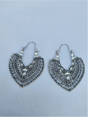 Silver Filigree Teardrop Bohemian Earrings